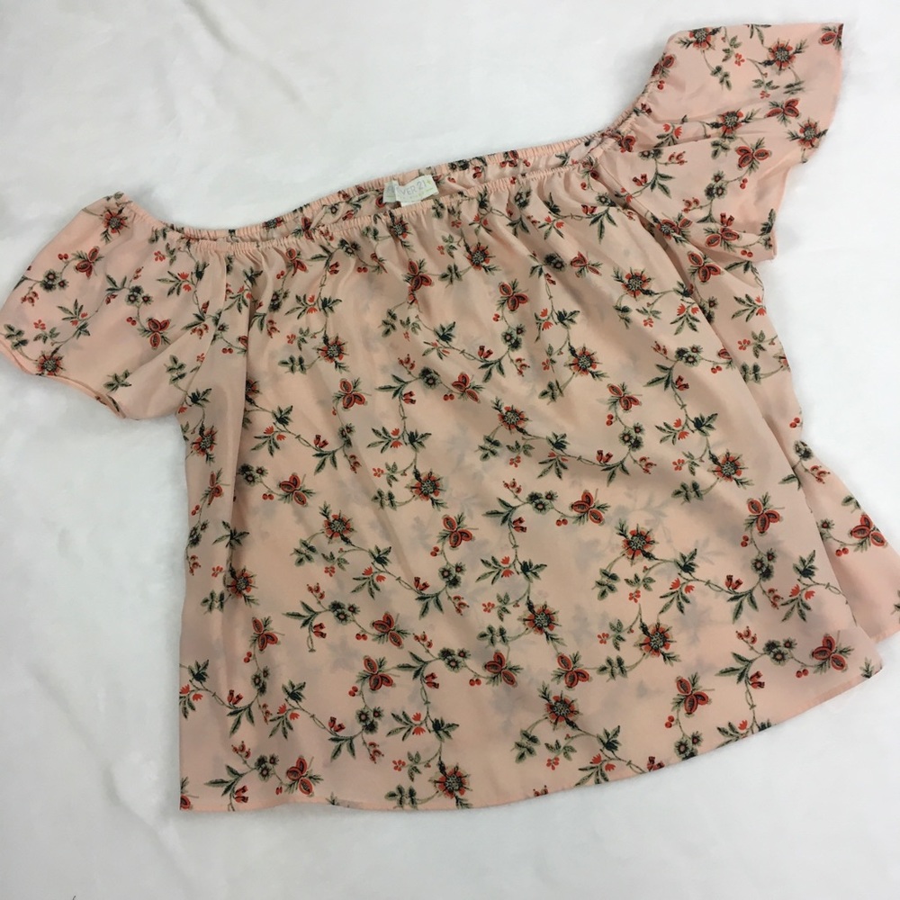 Forever 21 Plus Size Off The Shoulder Floral Top Blouse 2X